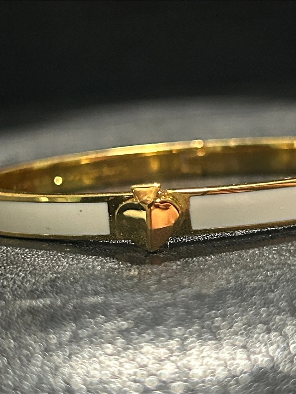 kate spade Gold and White Enamel Heart Hinged Bracelet - Picture 2 of 4